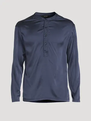 Silk Pajama Henley Shirt