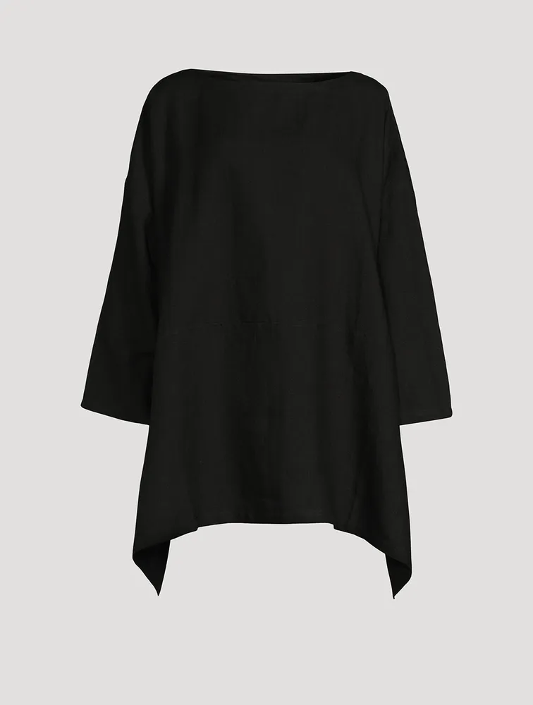 Linen Wide A-Line Scoopneck Long Tunic