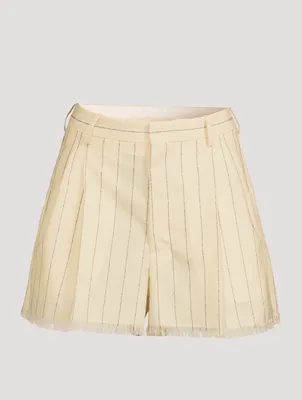 Wool Shorts Pinstripe Print