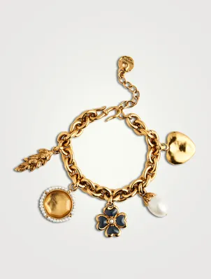 24K Gold Plated Talisman Five-Charm Bracelet