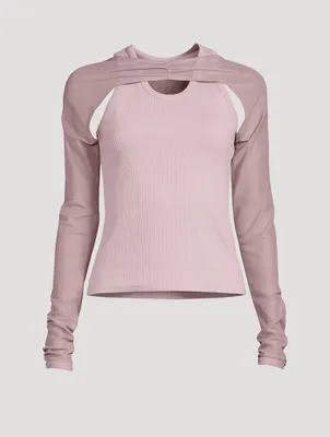 Ribbed Tank Top With Mesh Sleeves
