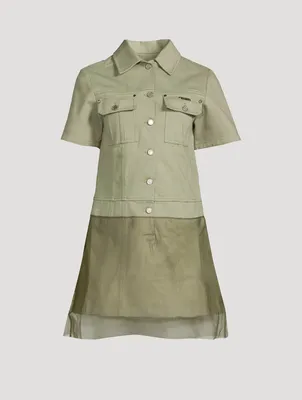 Double-Layered Denim Shirt Dress