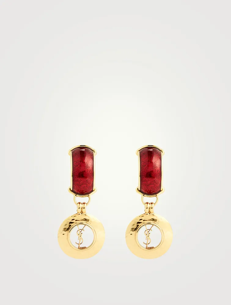 YSL Monogram Circle Drop Earrings