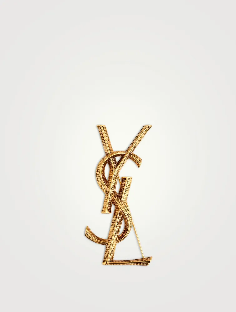 YSL Monogram Textured Brooch