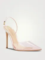 Ribbon d'Orsay Plexi And Leather Slingback Pumps