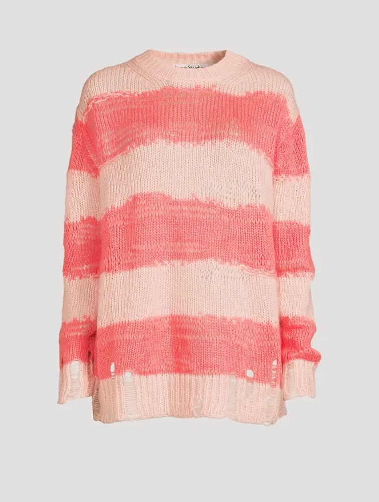 Mohair-Blend Distressed Sweater