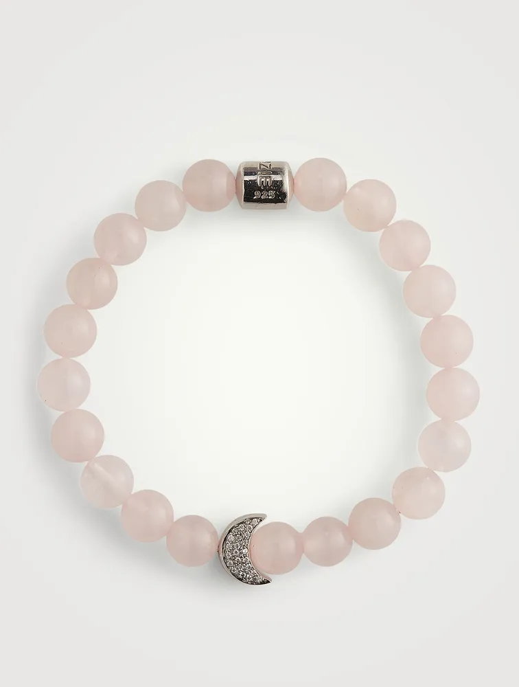 Bohème Smooth Rose Quartz And Sterling Silver Bracelet With White Topaz