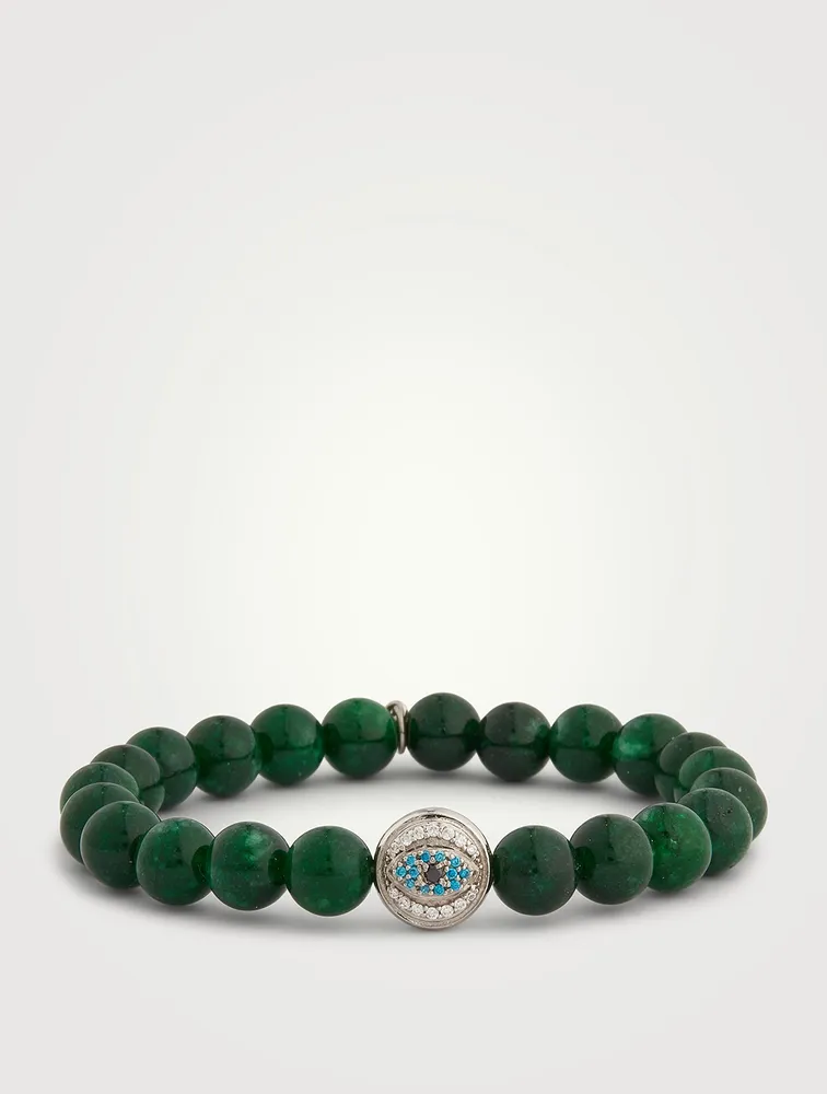 Bohème Silver Evil Eye Korean Jade Bracelet