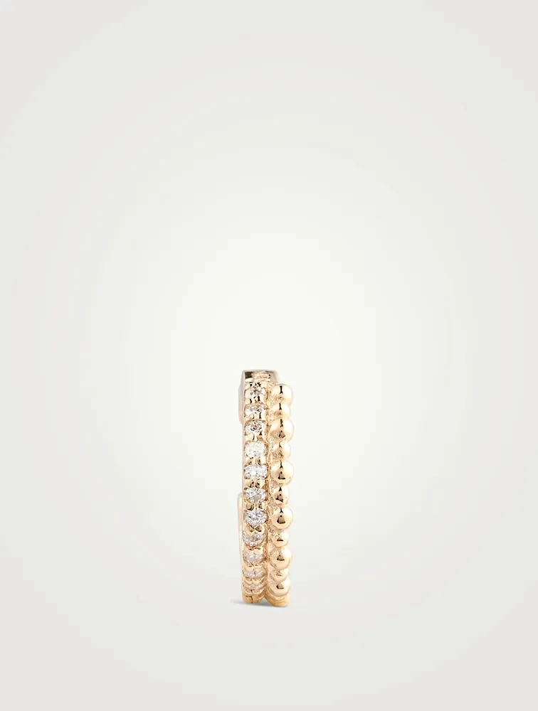 Dew Drop 14K Gold Double Ear Cuff With Diamonds