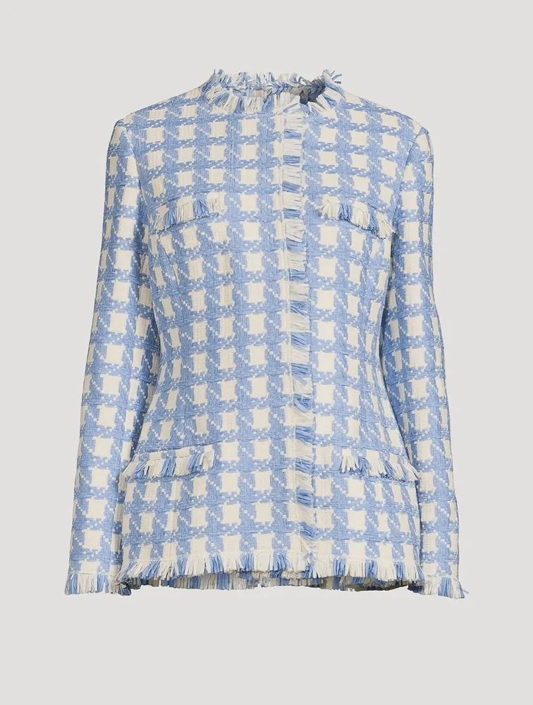 Gingham Tweed Fringe Jacket