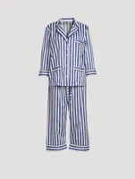 Cotton Striped Cropped Pajama Set