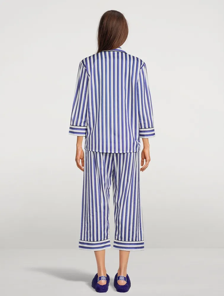 Cotton Striped Cropped Pajama Set