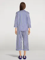 Cotton Striped Cropped Pajama Set