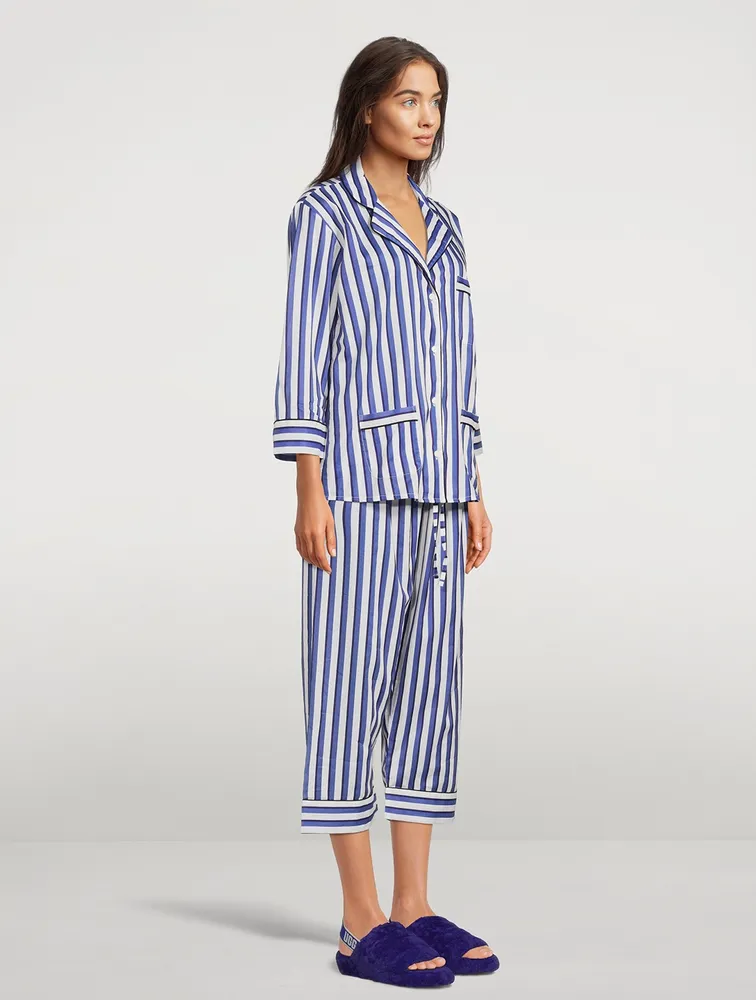 Cotton Striped Cropped Pajama Set