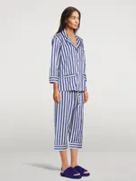 Cotton Striped Cropped Pajama Set