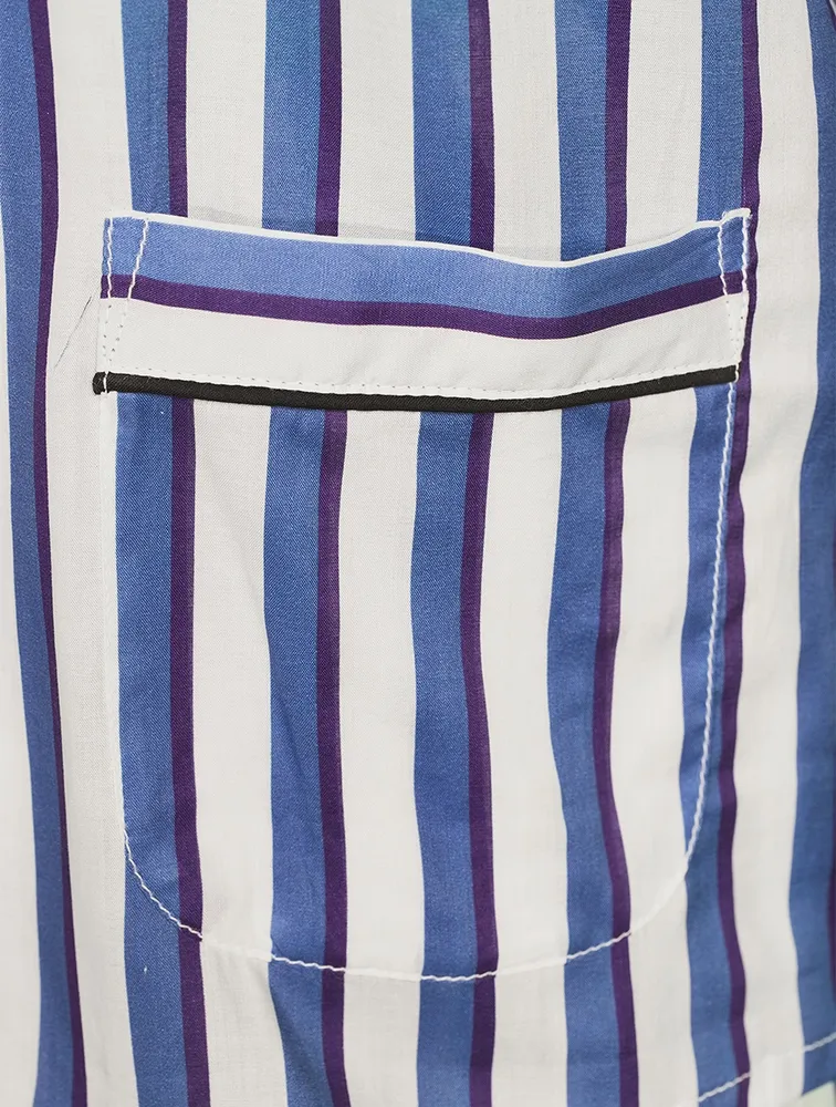 Cotton Striped Cropped Pajama Set
