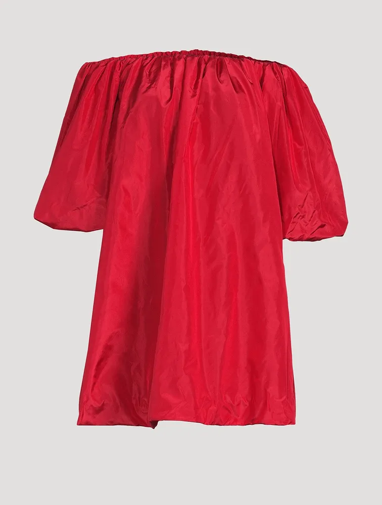 Off-The-Shoulder Washed Taffeta Dress