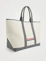 Heavy Linen Leather-Handle Tote Bag