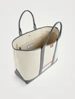 Heavy Linen Leather-Handle Tote Bag