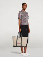 Heavy Linen Leather-Handle Tote Bag