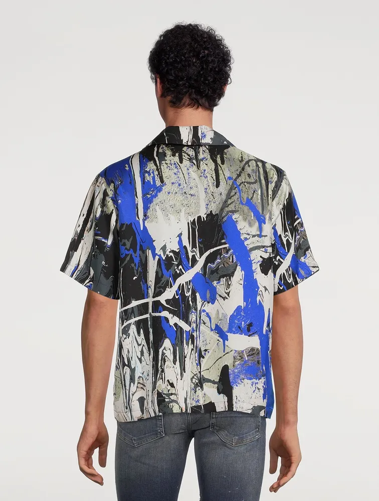 Silk Bowling Shirt Paint Splatter Print