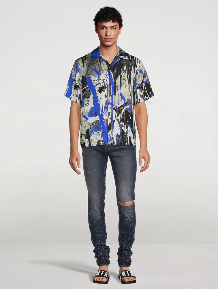Silk Bowling Shirt Paint Splatter Print