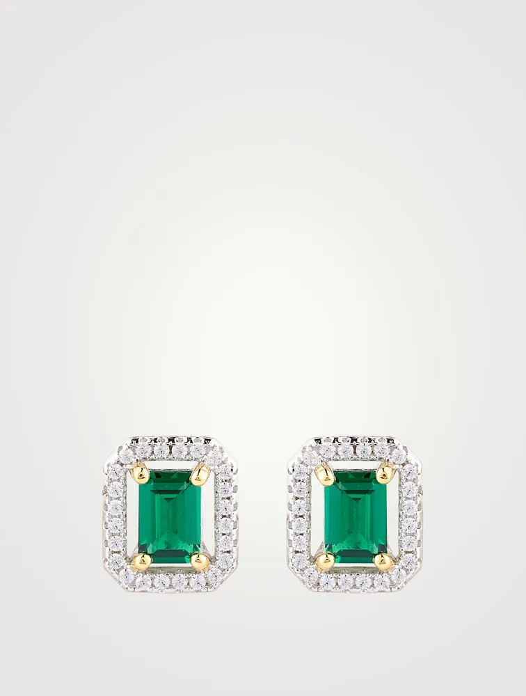 Eton Emerald Borderset Stud Earrings