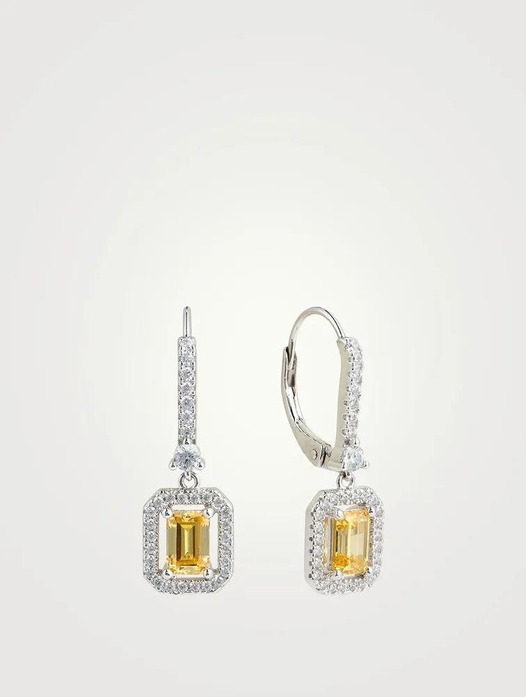 Moxie Yellow Emerald Borderset Drop Earrings