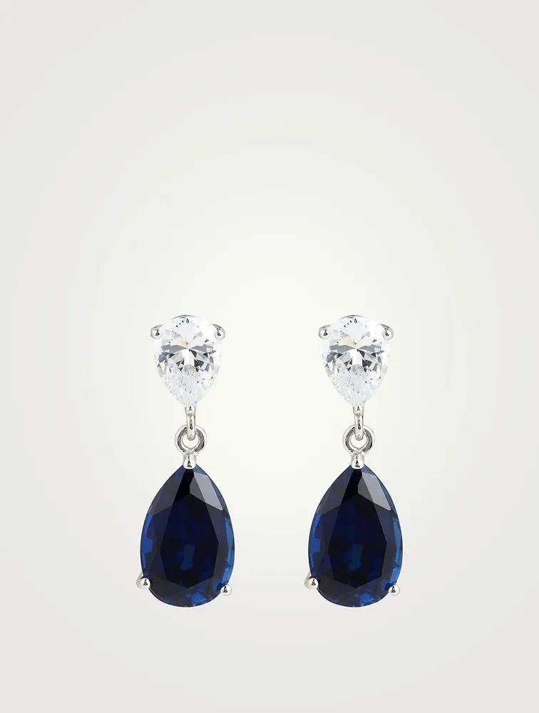 Arabella Double Pear Drop Earrings With Sapphire