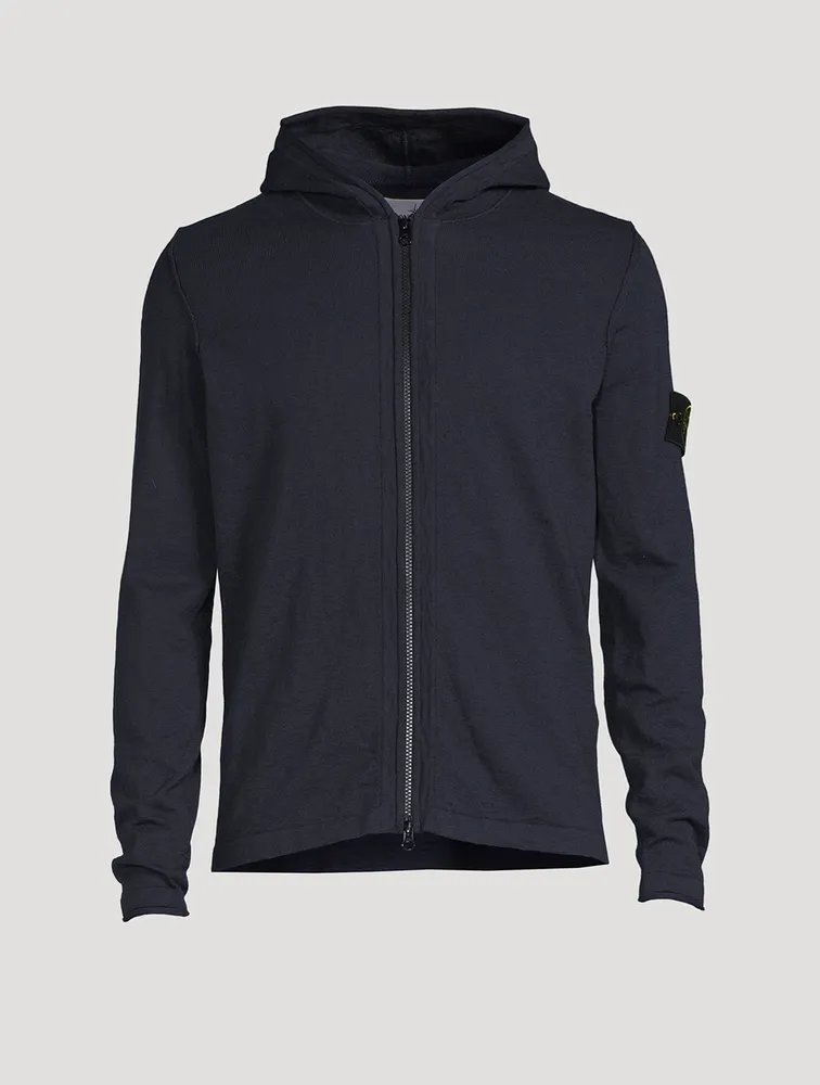 Stocking Stitch Cotton-Nylon Zip Hoodie
