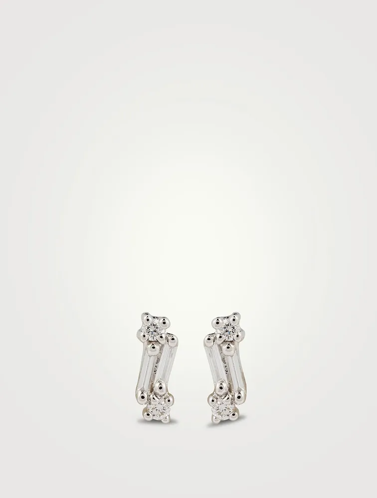 Fireworks 18K White Gold Cali Stud Earrings With Diamonds