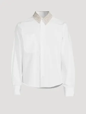 Long-Sleeve Shirt With Tulle Collar