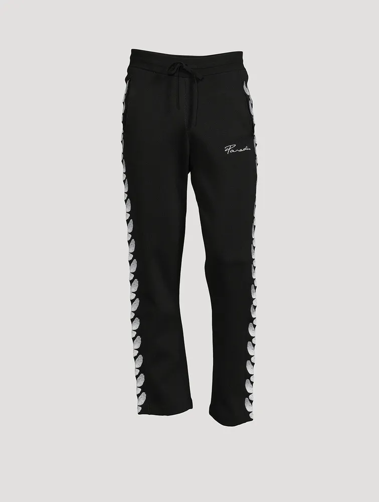 Cotton-Blend Track Pants With Embroidery
