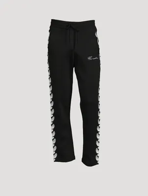 Cotton-Blend Track Pants With Embroidery