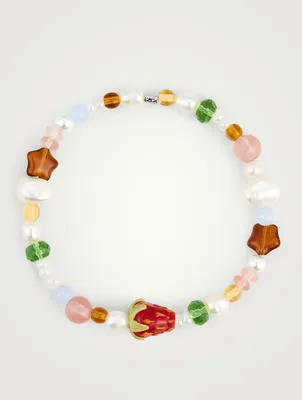 Fruit Assembly x Beaded Red Strawberry Bracelet With Pearls