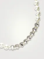 Faux Pearl Necklace With Crystals