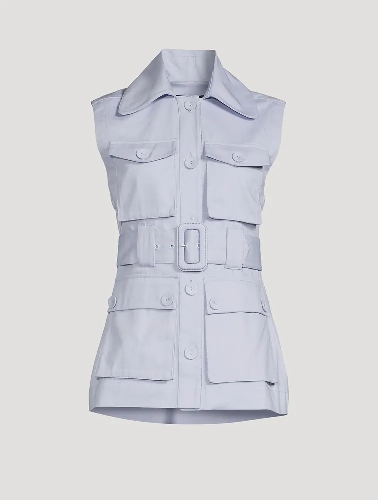 Georgina Cotton Twill Safari Vest With Belt