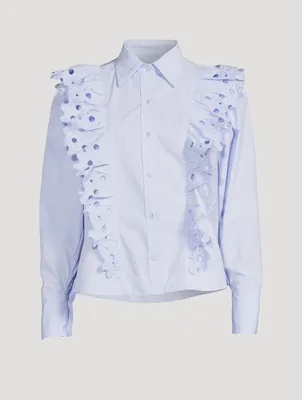 Tilia Cotton Poplin Shirt With Cutout Floral Embroidery
