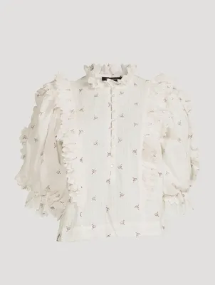Florence Cotton Frill Three-Quarter Sleeve Blouse