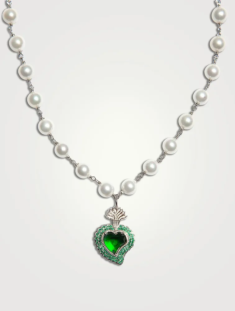 Rocky Radiant Heart Necklace With Pearls