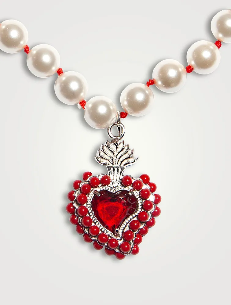 Radiant Heart Necklace With Pearls