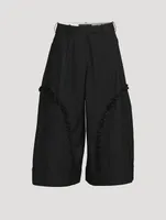 Sculpted Wide-Leg Trousers With Frill Detail