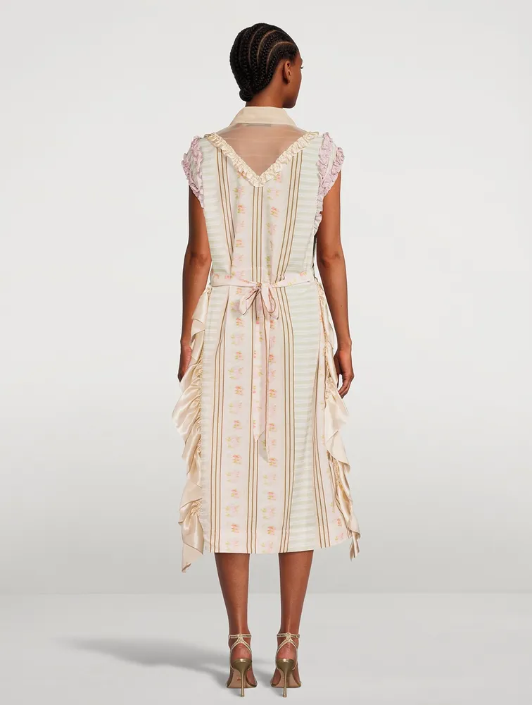 Sleeveless Patchwork Dress With Tulle Insert
