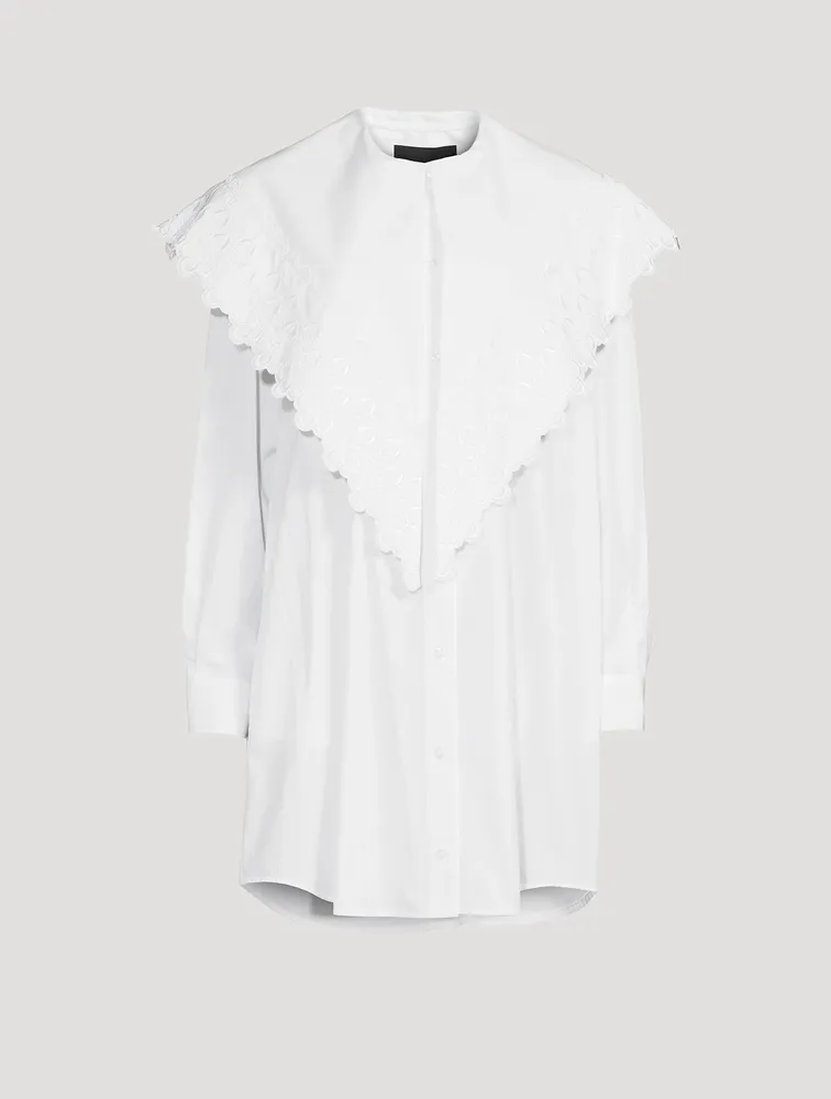 Cotton Shirt Dress With Long Pointed Collar