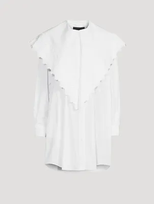 Cotton Shirt Dress With Long Pointed Collar