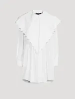 Cotton Shirt Dress With Long Pointed Collar
