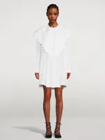 Cotton Shirt Dress With Long Pointed Collar