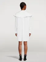 Cotton Shirt Dress With Long Pointed Collar