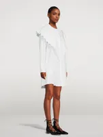 Cotton Shirt Dress With Long Pointed Collar