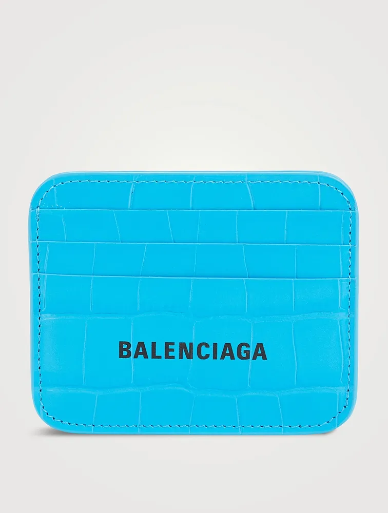 Cash Croc-Embossed Leather Card Holder